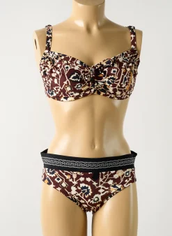 Maillot De Bain 2 Pièces Lidea Marron Haut Soutien-gorge Emboitant