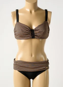 Maillot De Bain 2 Pièces Livia Marron Haut Soutien-gorge Balconnet