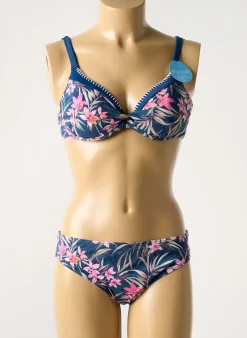 Maillot De Bain 2 Pièces Olympia Bleu Haut Soutien-gorge Emboitant