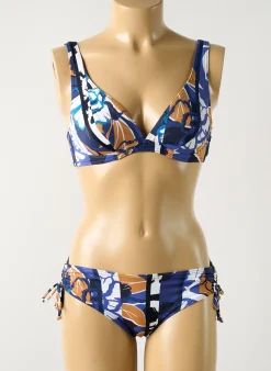Maillot De Bain 2 Pièces Olympia Bleu Haut Soutien-gorge Emboitant