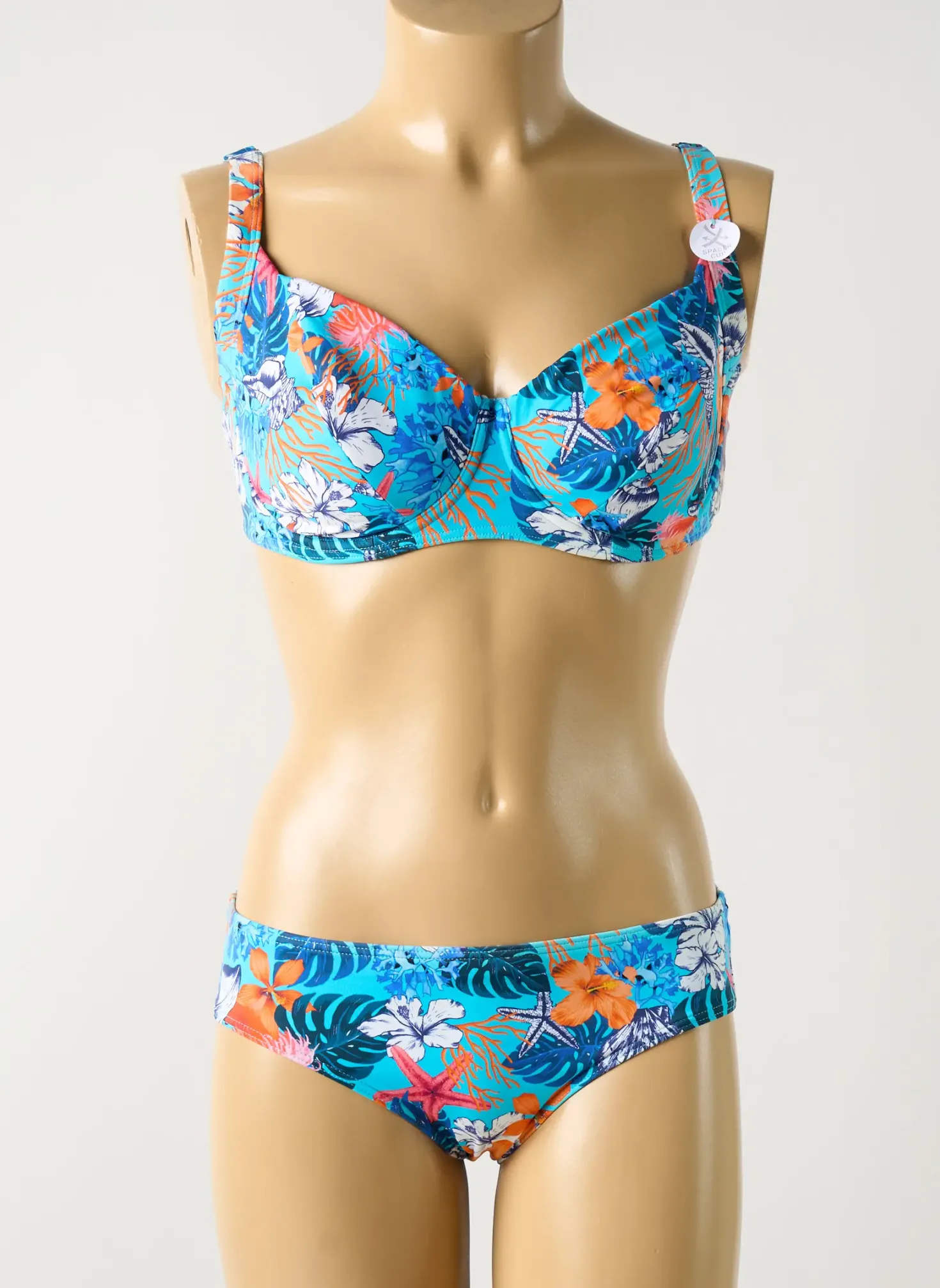 Maillot De Bain 2 Pièces Olympia Bleu Haut Soutien-gorge Emboitant
