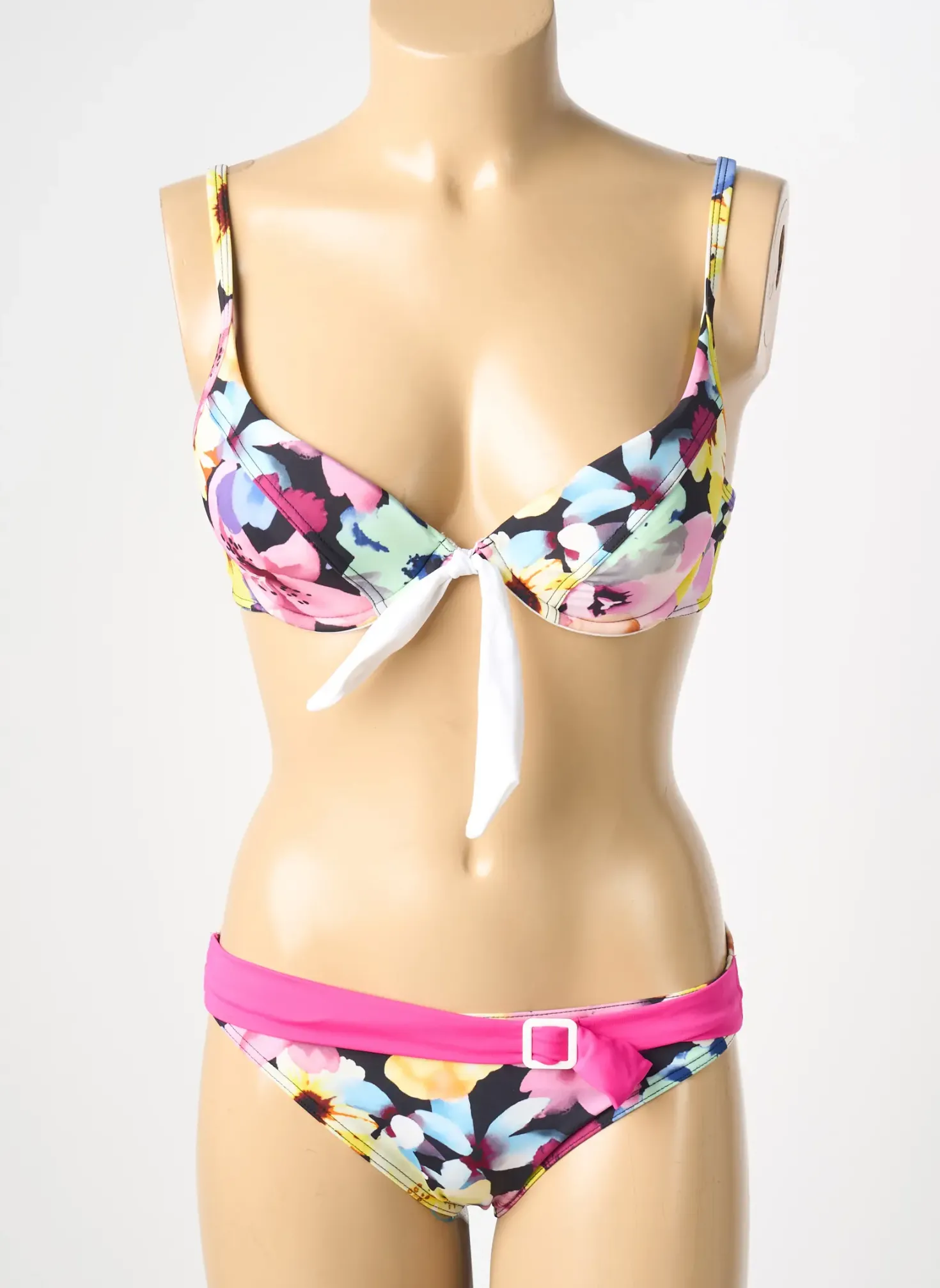 Maillot De Bain 2 Pièces Reglisse Rose Haut Soutien-gorge Push-up