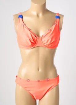 Maillot De Bain 2 Pièces Reglisse Orange Haut Soutien-gorge Emboitant