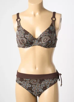 Maillot De Bain 2 Pièces Reglisse Marron Haut Soutien-gorge Emboitant