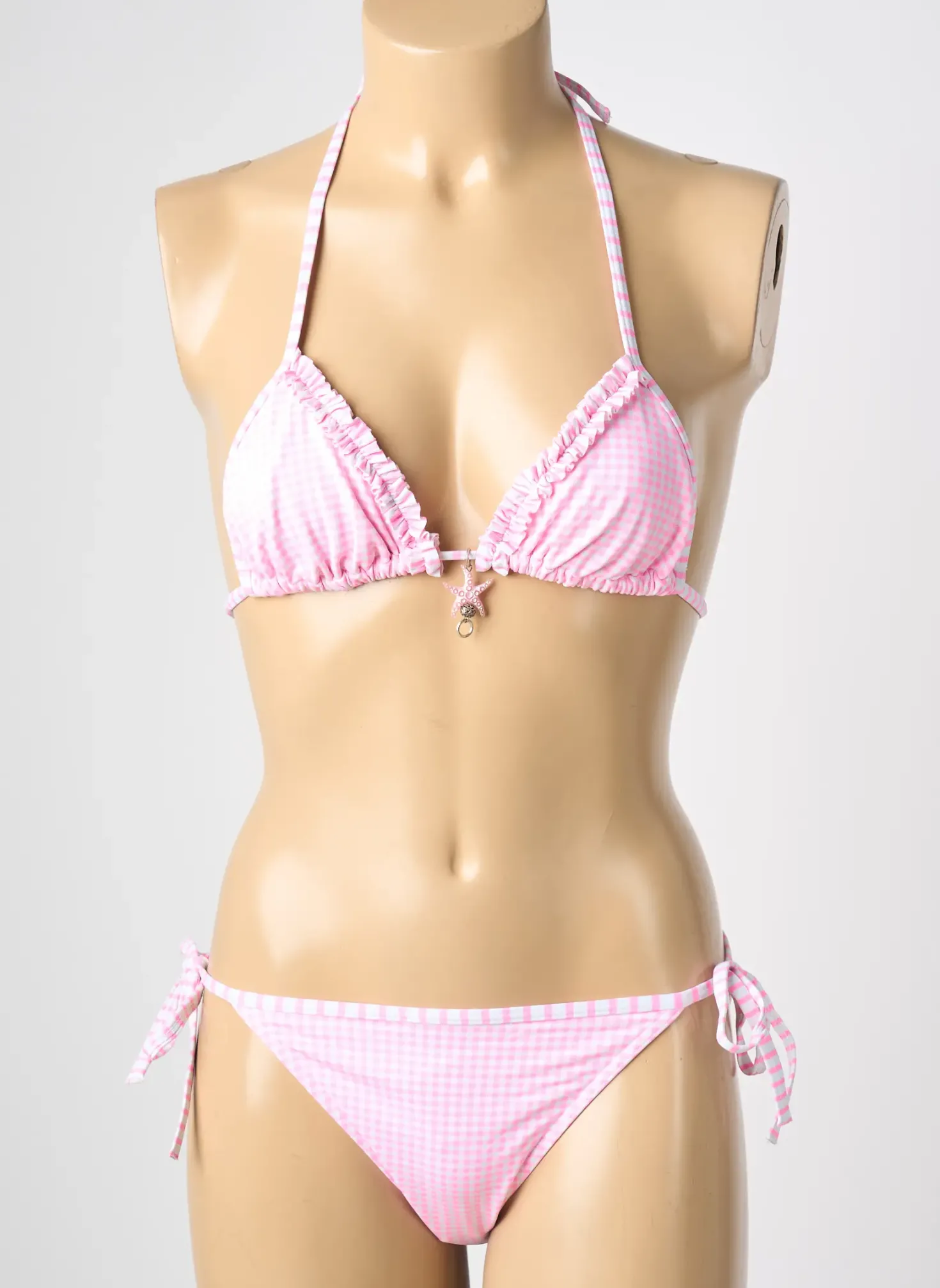 Maillot De Bain 2 Pièces Reglisse Rose Haut Triangles