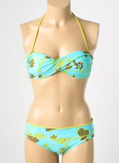 Maillot De Bain 2 Pièces Reglisse Bleu Haut Soutien-gorge Moulé