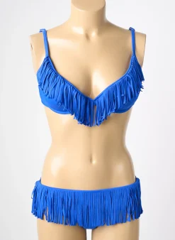 Maillot De Bain 2 Pièces Reglisse Bleu Haut Soutien-gorge Moulé