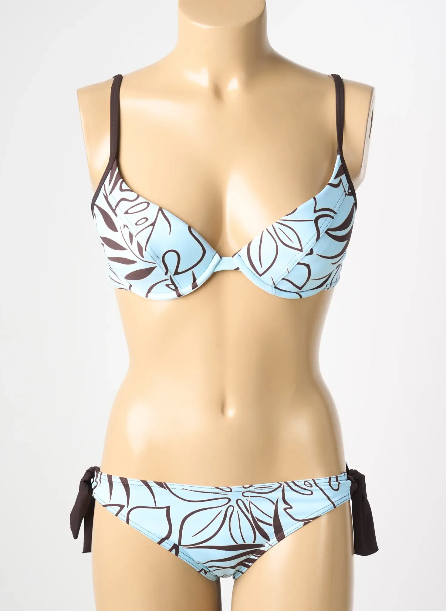 Maillot De Bain 2 Pièces Reglisse Bleu Haut Soutien-gorge Push-up