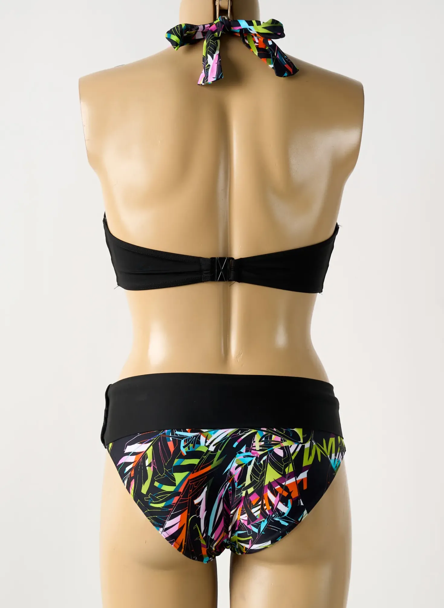 Maillot De Bain 2 Pièces Rose Pomme Noir Haut Bandeau