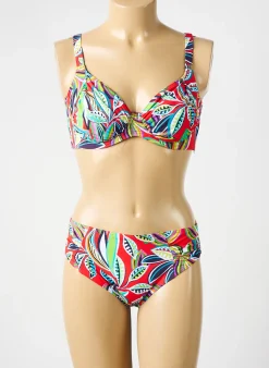Maillot De Bain 2 Pièces Rose Pomme Rouge Haut Soutien-gorge Emboitant