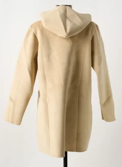 Manteau Court Blanc Boheme Beige A Capuche