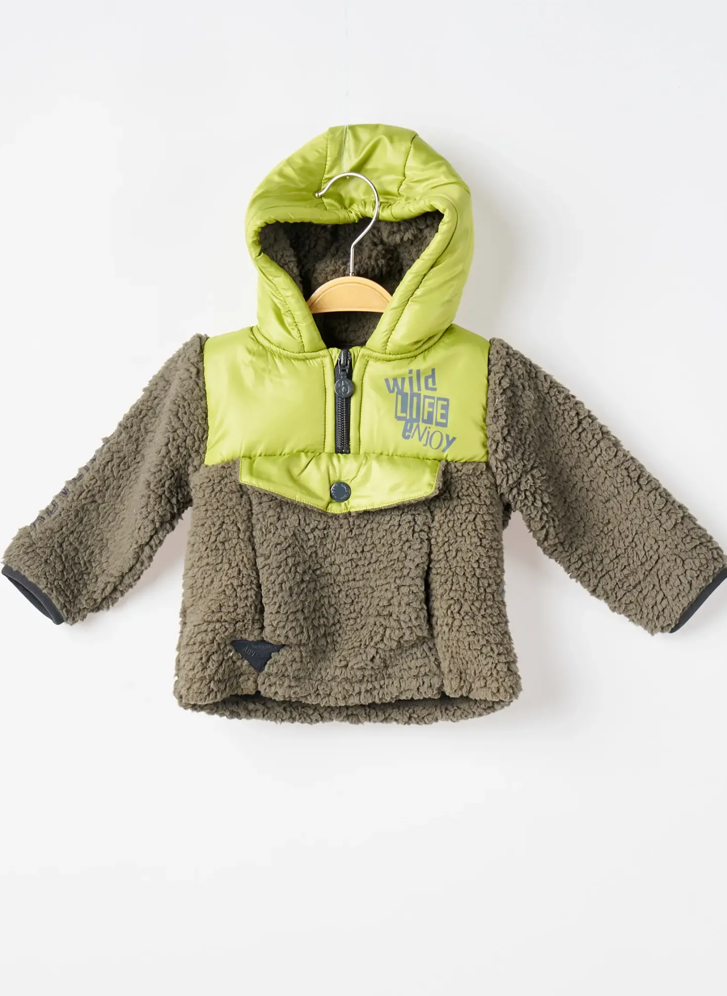 Manteau Court Boboli Vert A Capuche