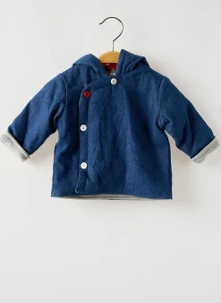 Manteau Court Bulle De Bb Bleu A Capuche