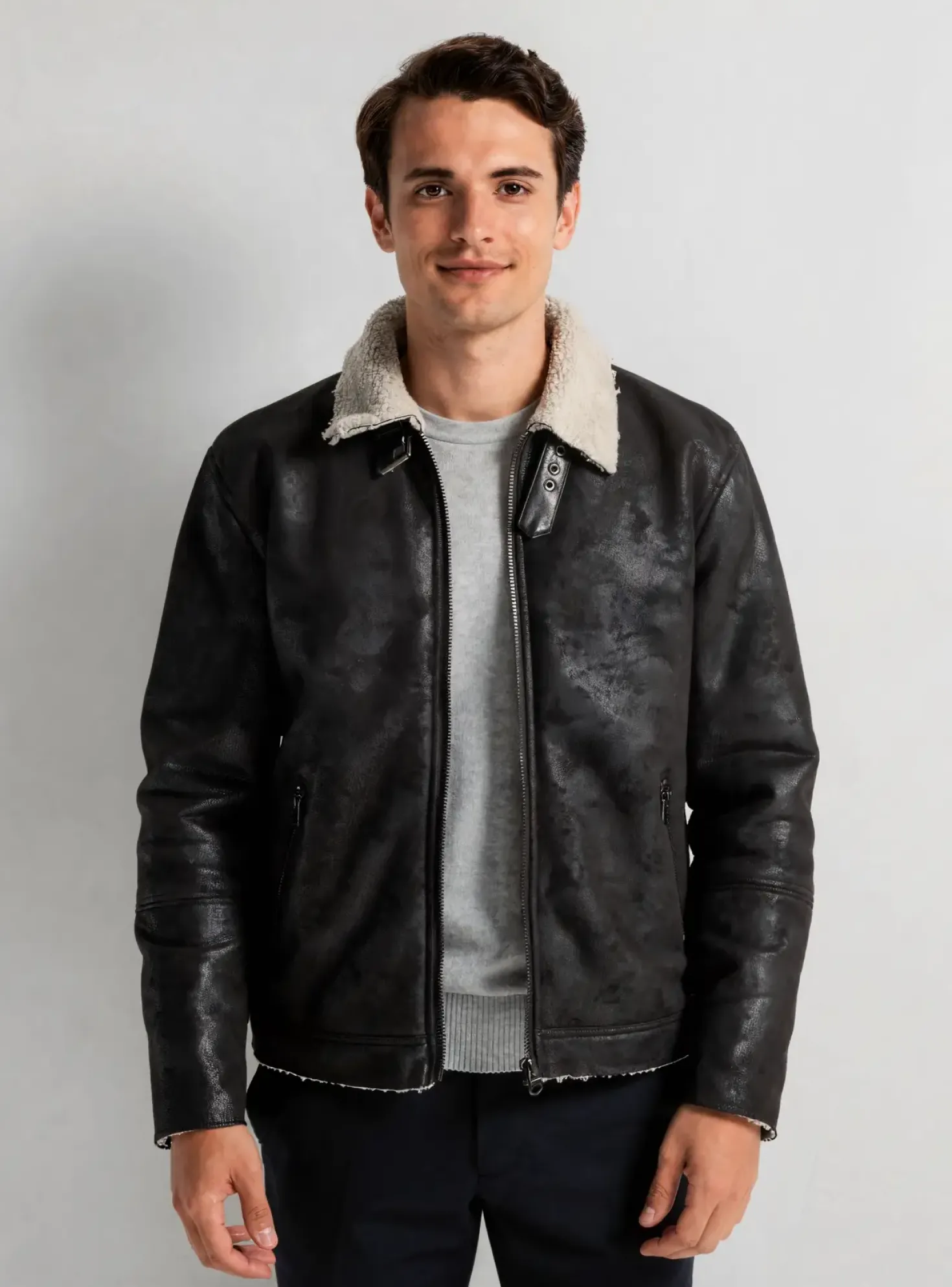 Manteau Court Lee Cooper Marron Sans Capuche