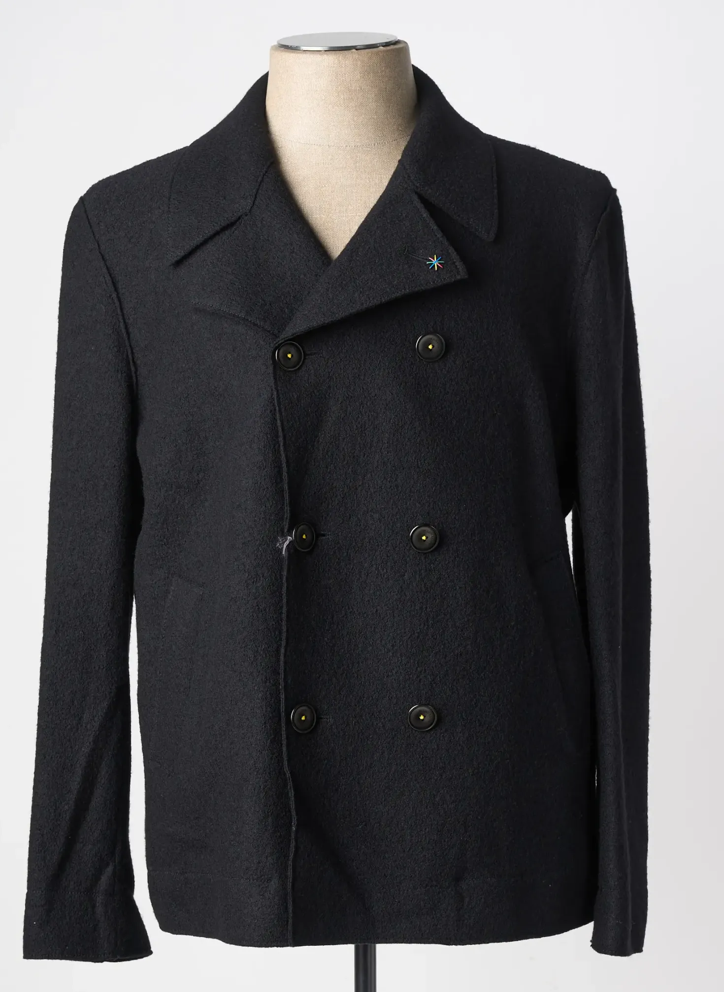 Manteau Court Manuel Ritz Noir Sans Capuche
