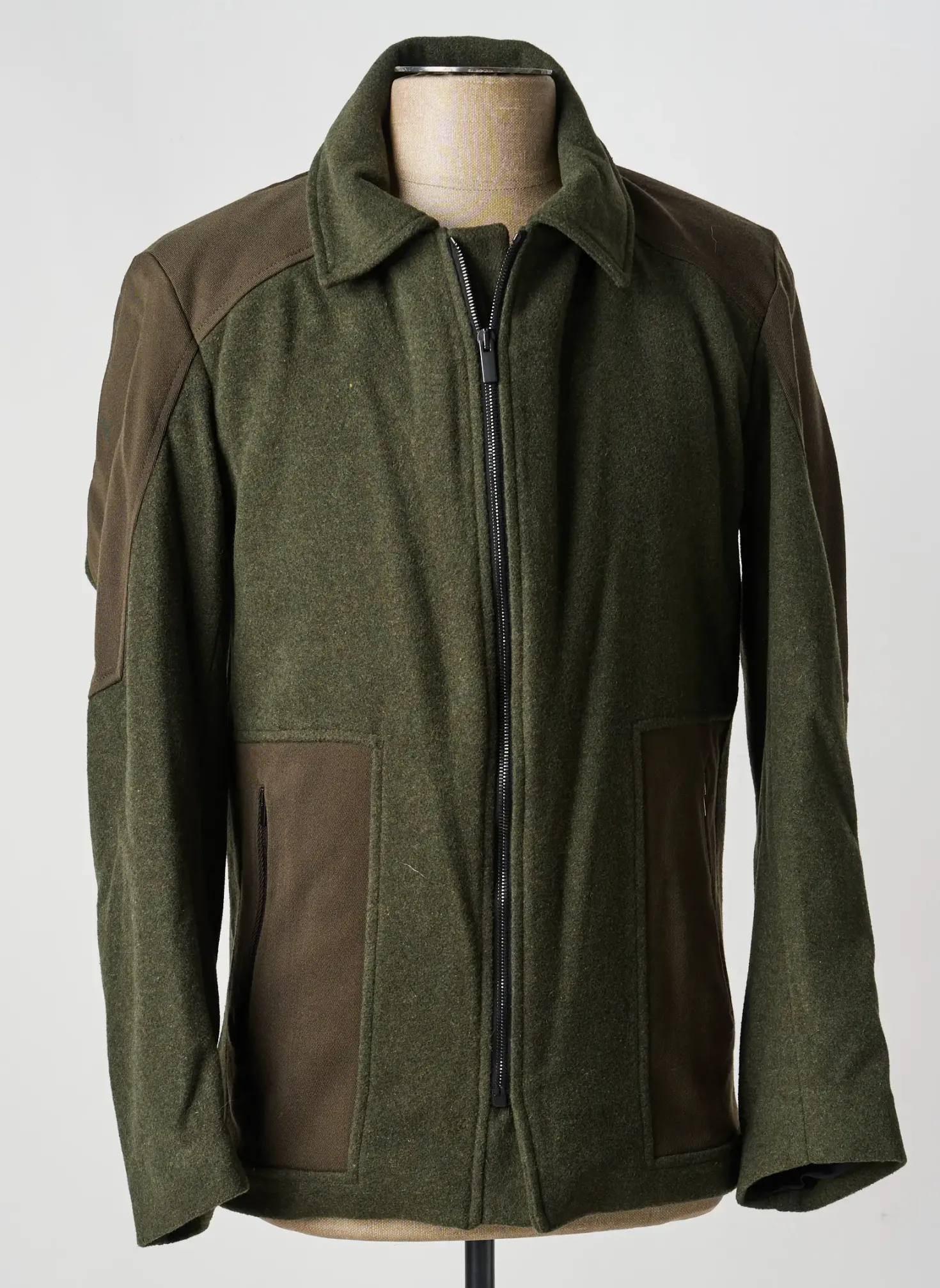 Manteau Court Pierre Talamon Vert Sans Capuche