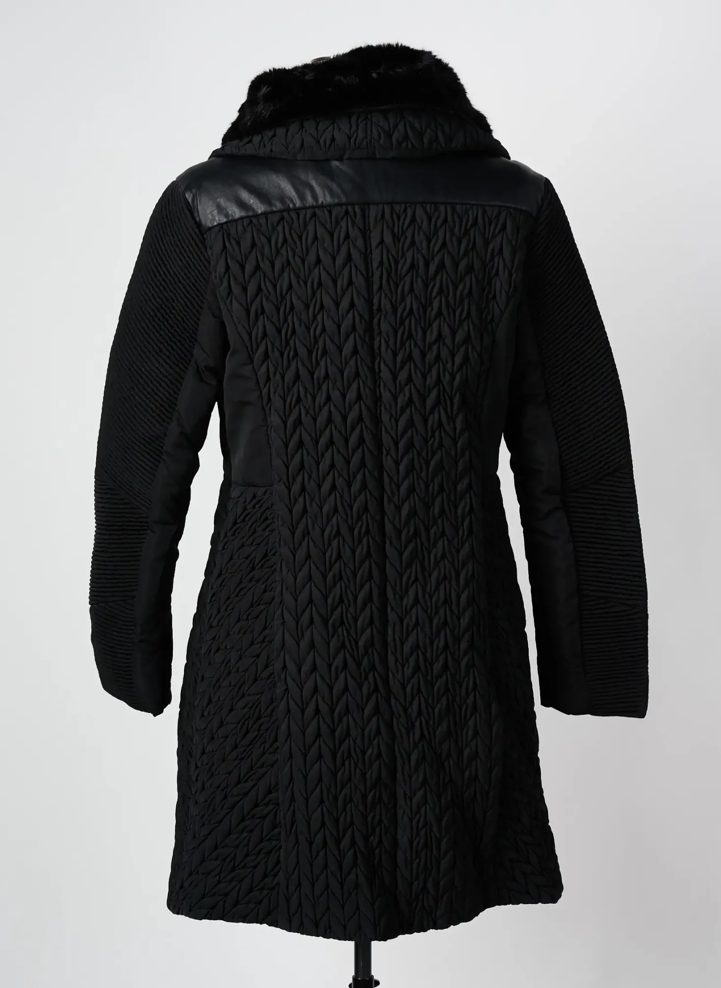 Manteau Long Areline Noir Sans Capuche
