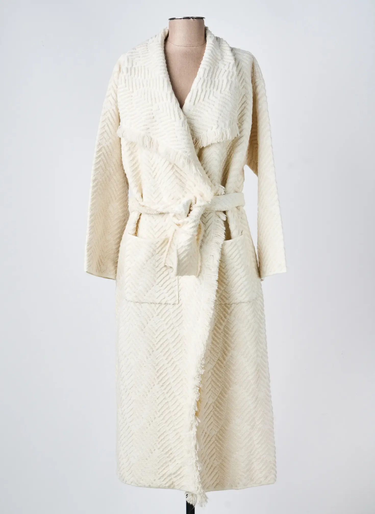 Manteau Long Catnoir Beige Sans Capuche