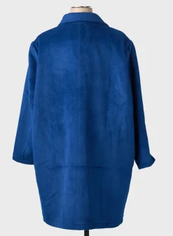 Manteau Long Ciso Bleu Sans Capuche