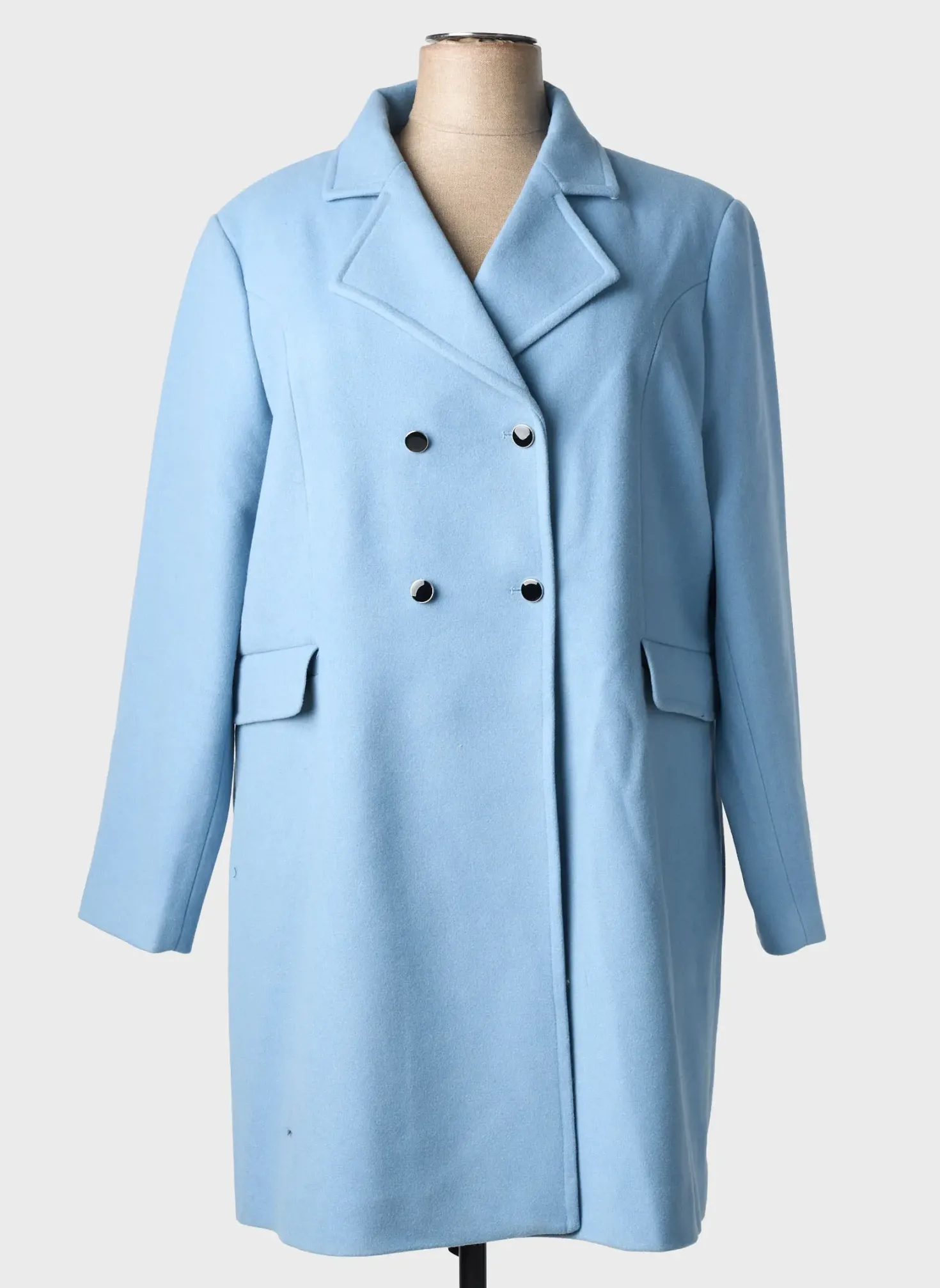 Manteau Long C.missaro Bleu Sans Capuche