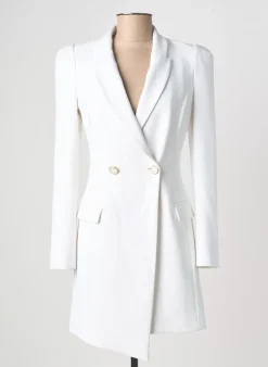 Manteau Long Elisabetta Franchi Blanc Sans Capuche