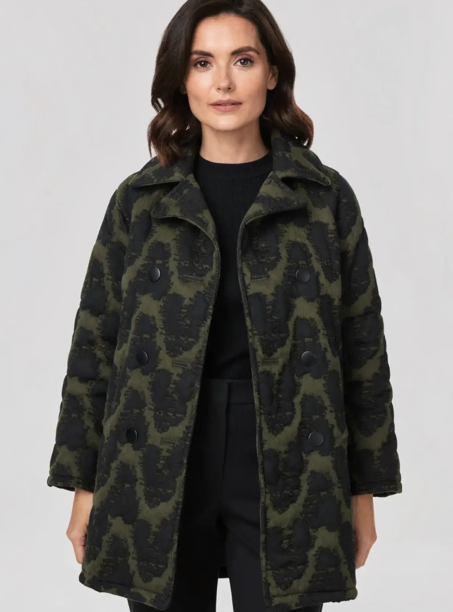Manteau Long Ever Sassy Vert Sans Capuche