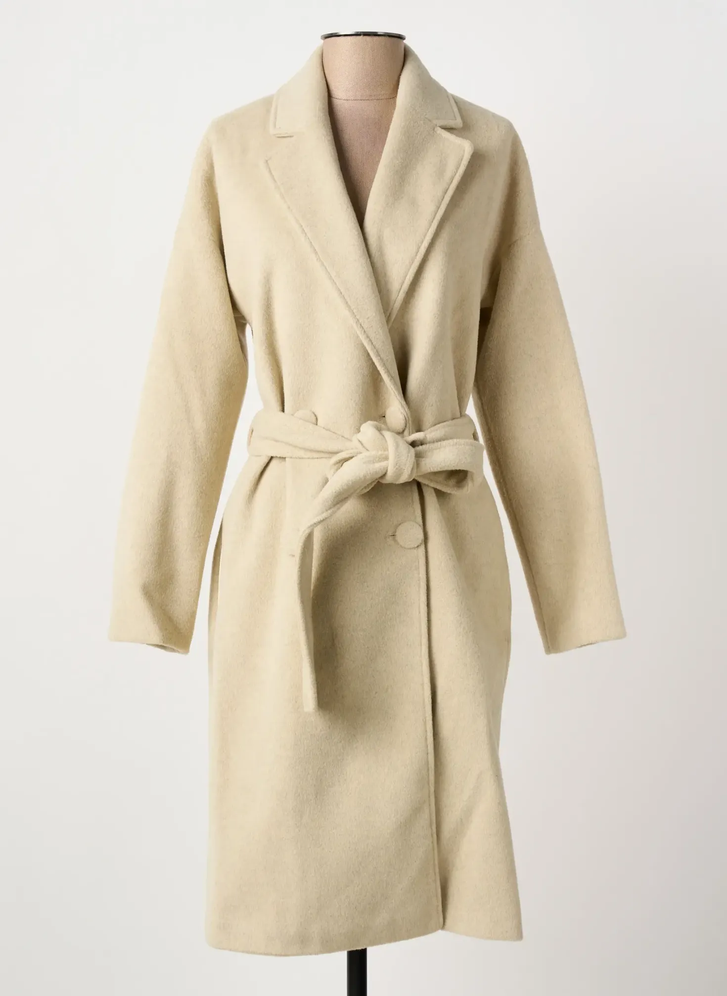 Manteau Long Fracomina Beige Sans Capuche