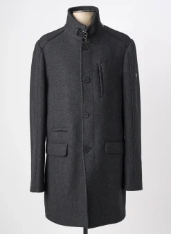 Manteau Long Hafnium Gris Sans Capuche