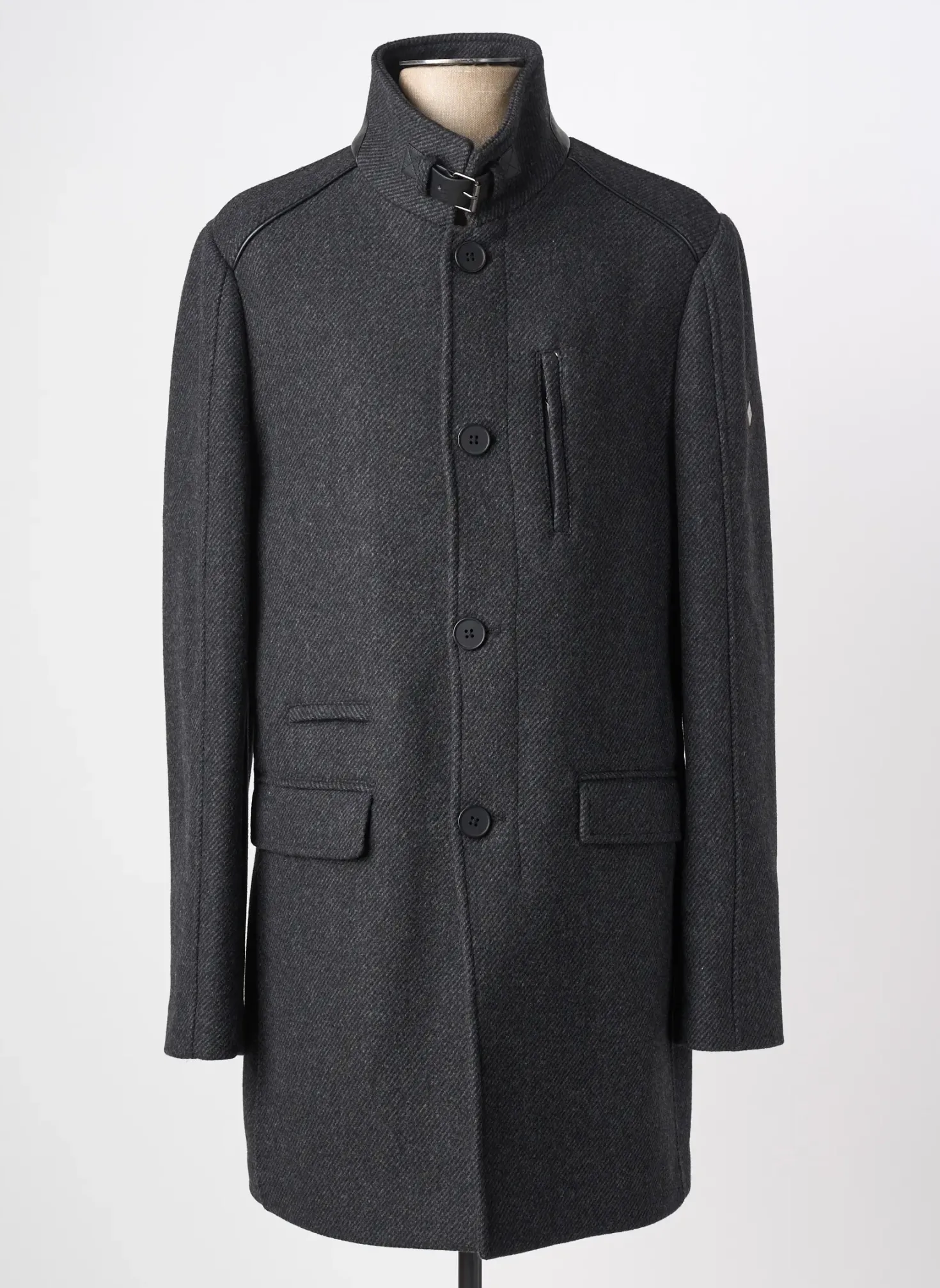 Manteau Long Hafnium Gris Sans Capuche