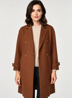 Manteau Long La Redoute Marron Sans Capuche