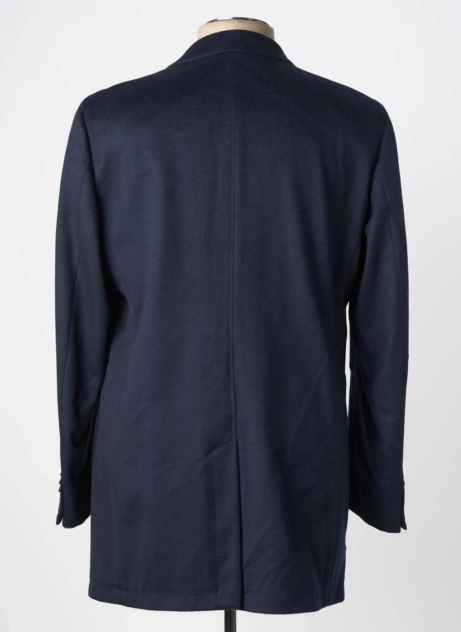 Manteau Long Lebole Bleu Sans Capuche