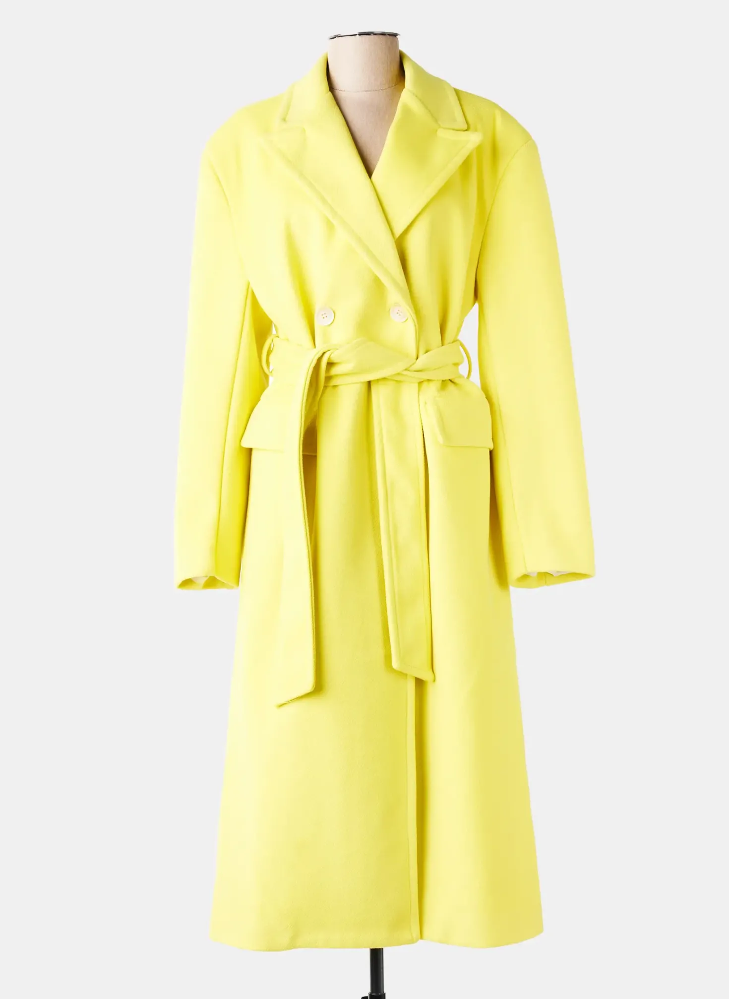 Manteau Long Lumina Jaune Sans Capuche