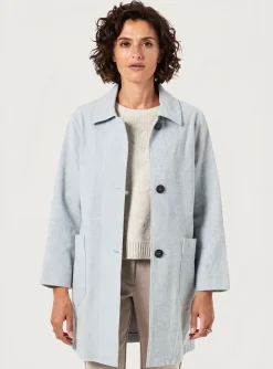 Manteau Long Mat De Misaine Bleu Sans Capuche