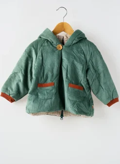 Manteau Long Moulin Roty Vert A Capuche