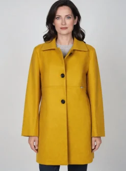 Manteau Long Quatre Vingt Jours Jaune Sans Capuche