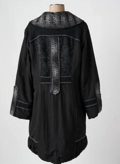 Manteau Long Quatre Vingt Jours Noir Sans Capuche