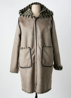 Manteau Long Rever Mile Gris A Capuche