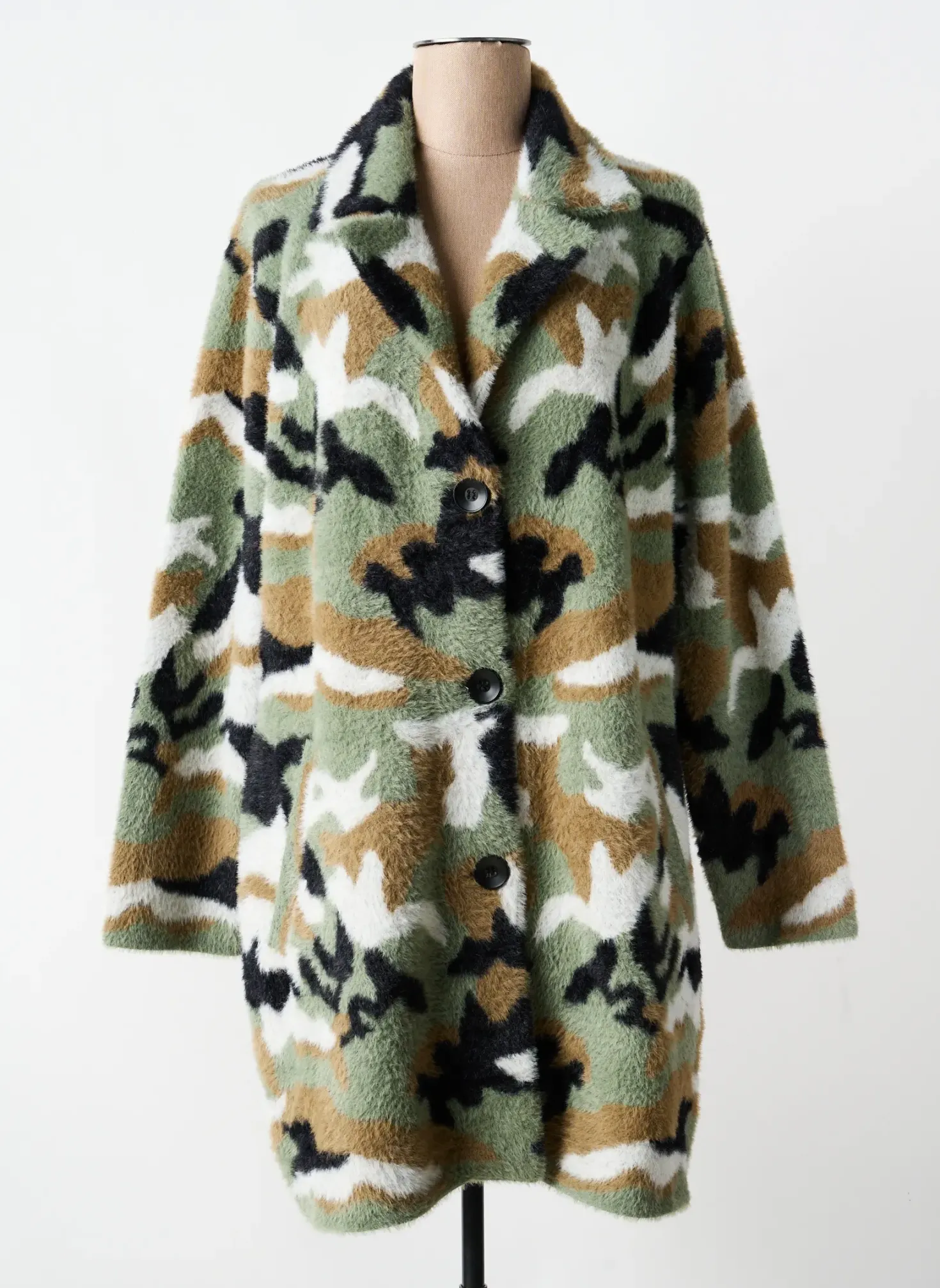 Manteau Long Rever Mile Vert Sans Capuche