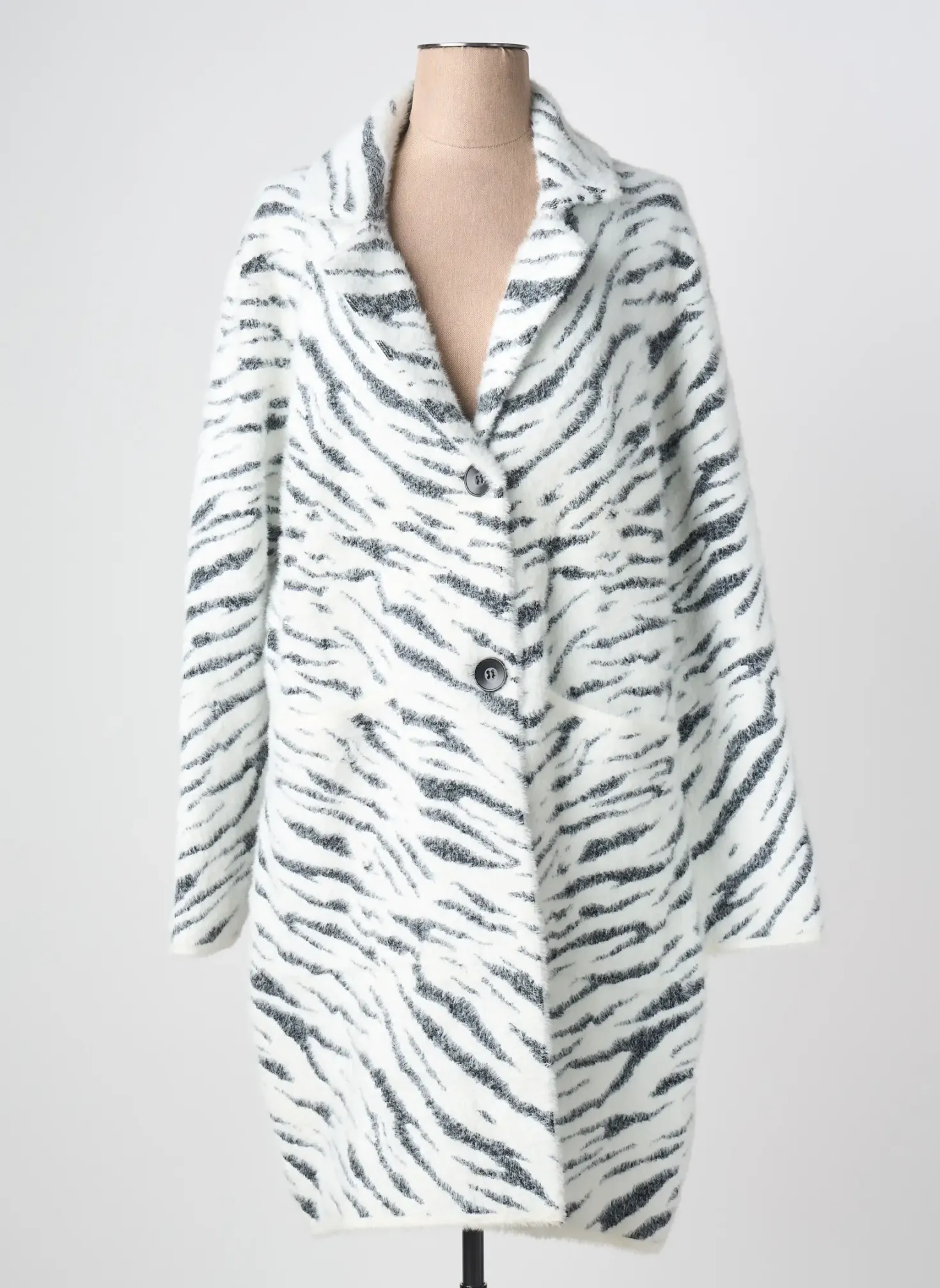 Manteau Long Zia Brand Blanc Sans Capuche