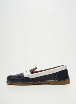Mocassins Alenoa Bleu Talon Plat Jusqu'à 3cm