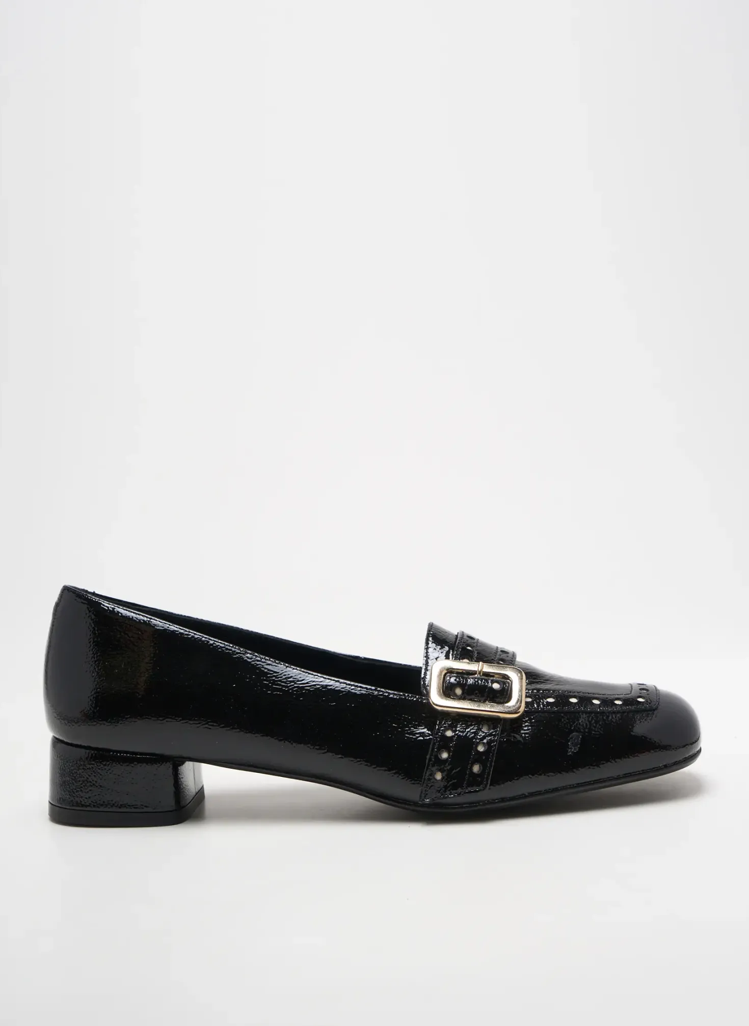Mocassins Dansi Noir Talon Plat Jusqu'à 3cm