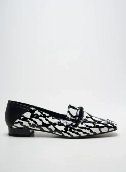 Mocassins Dansi Noir Talon Plat Jusqu'à 3cm