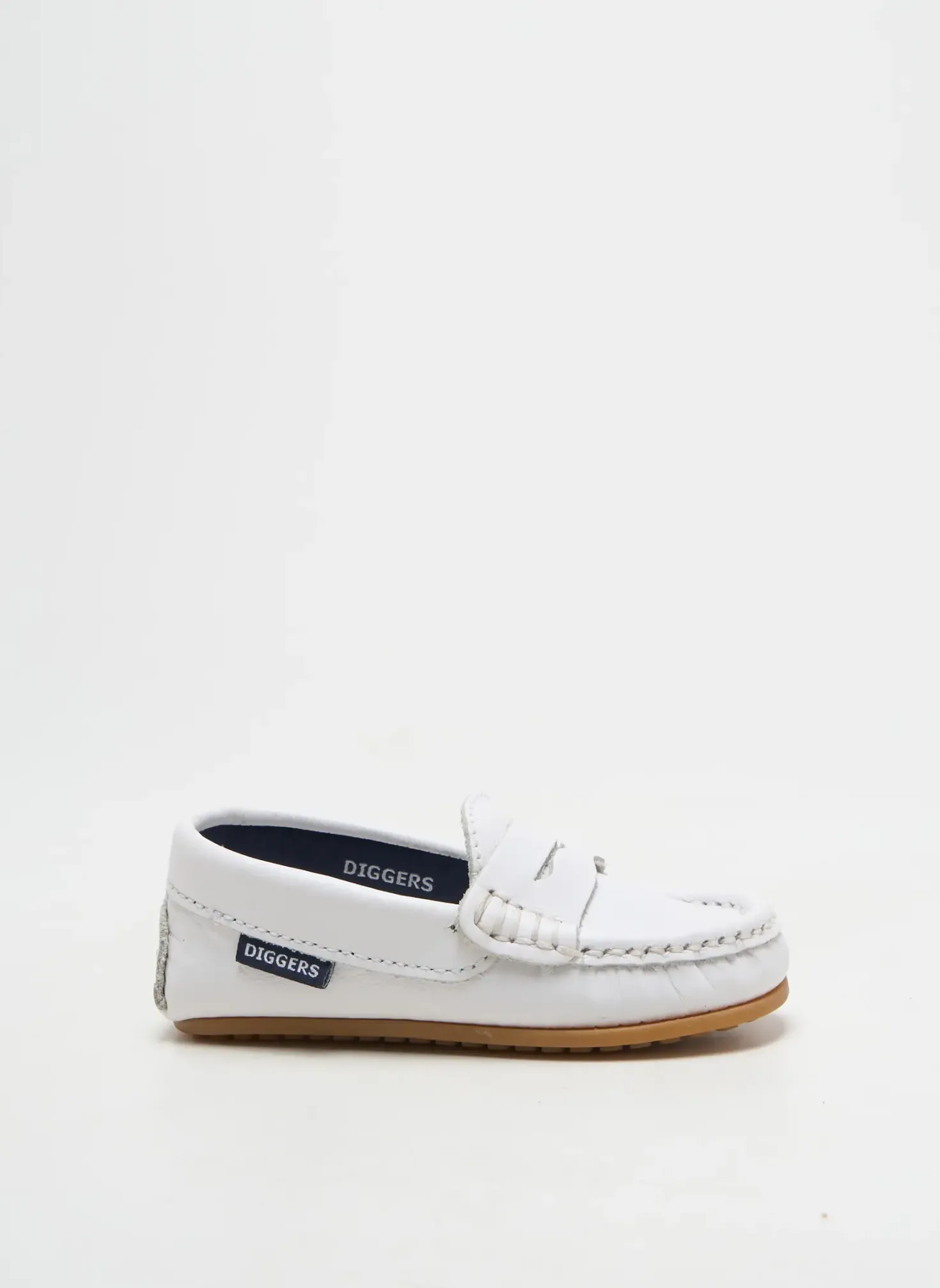 Mocassins Diggers Blanc Bout Rond