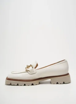 Mocassins Faire Blanc Talon Plat Jusqu'à 3cm