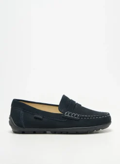 Mocassins Geox Bleu Bout Carré