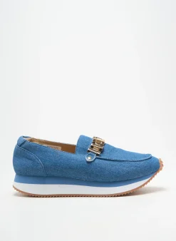 Mocassins Heine Bleu Talon De 4 À 6cm