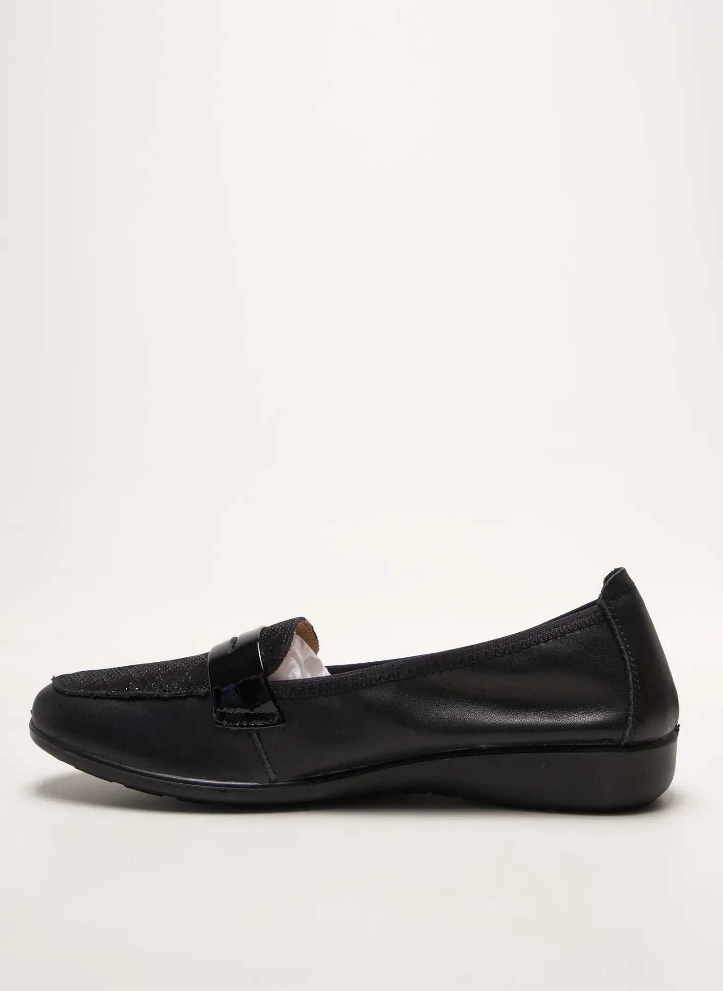 Mocassins Infini Noir Talon Plat Jusqu'à 3cm