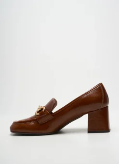 Mocassins Julie Dee Marron Talon De 7 À 9cm