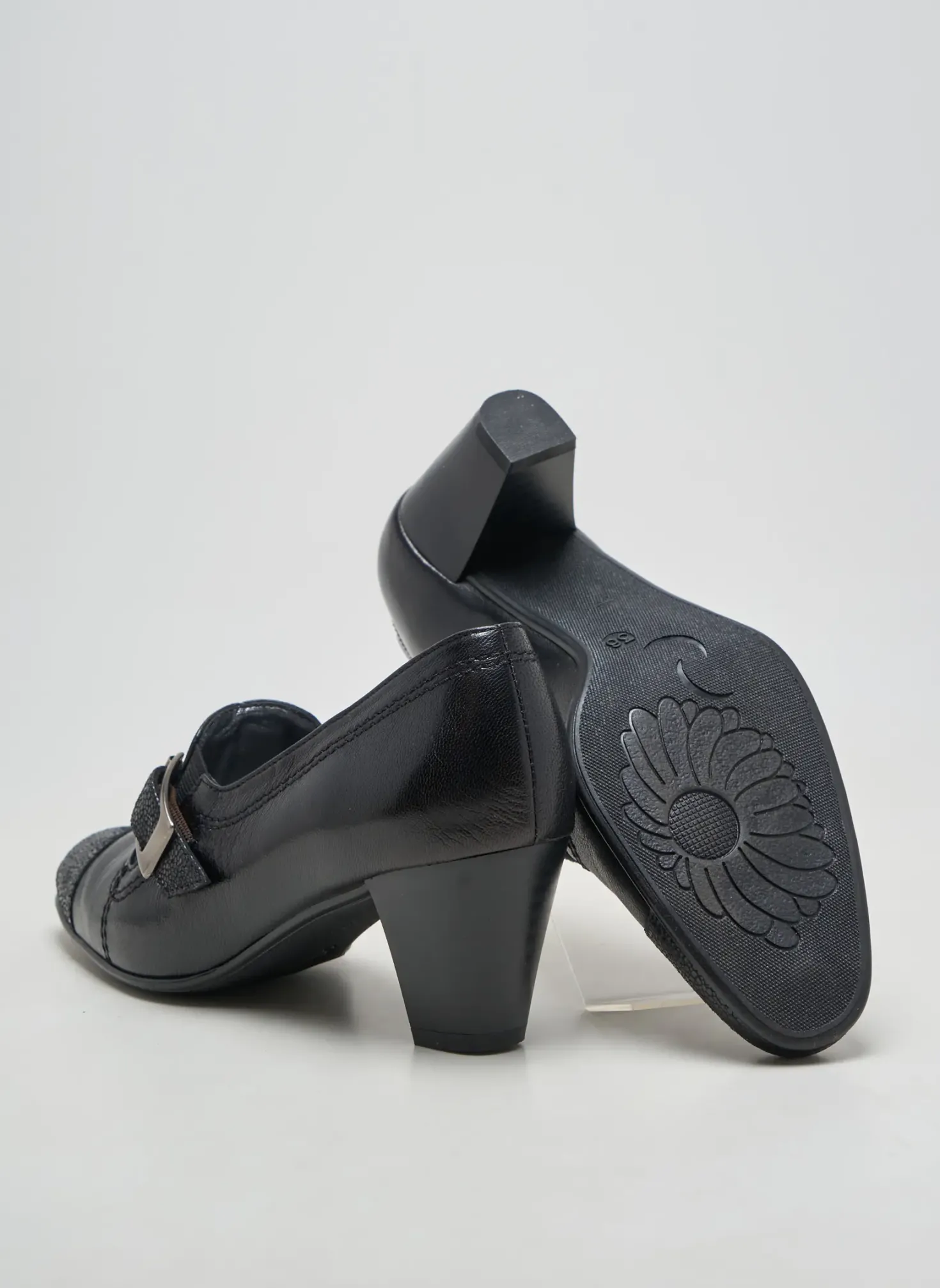 Mocassins Ombelle Noir Talon De 4 À 6cm