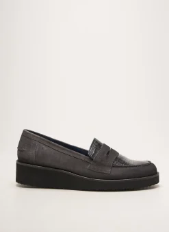Mocassins Pinto Di Blu Gris Talon De 4 À 6cm